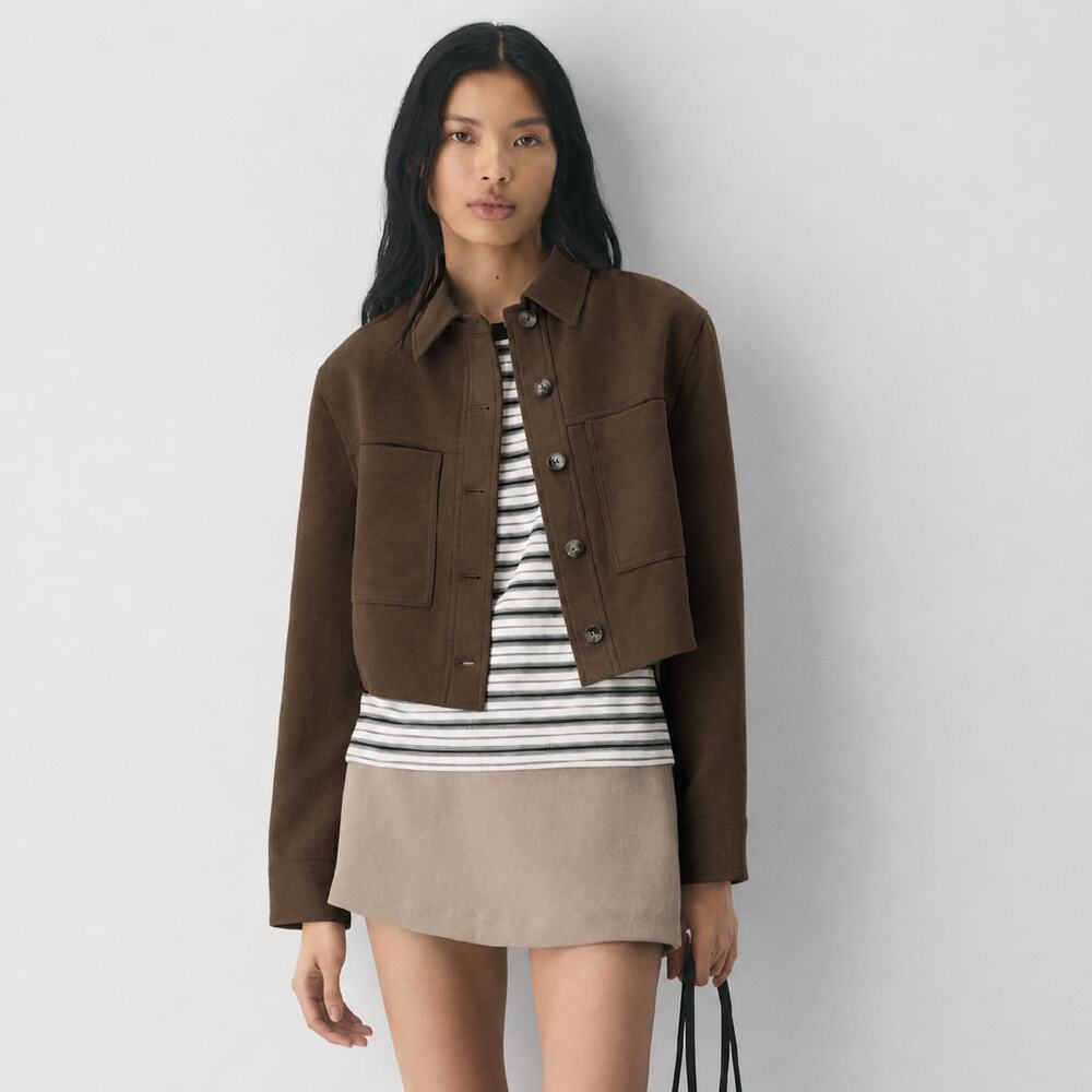 aritzia wilfred little cropped jacket chocolate brown size S